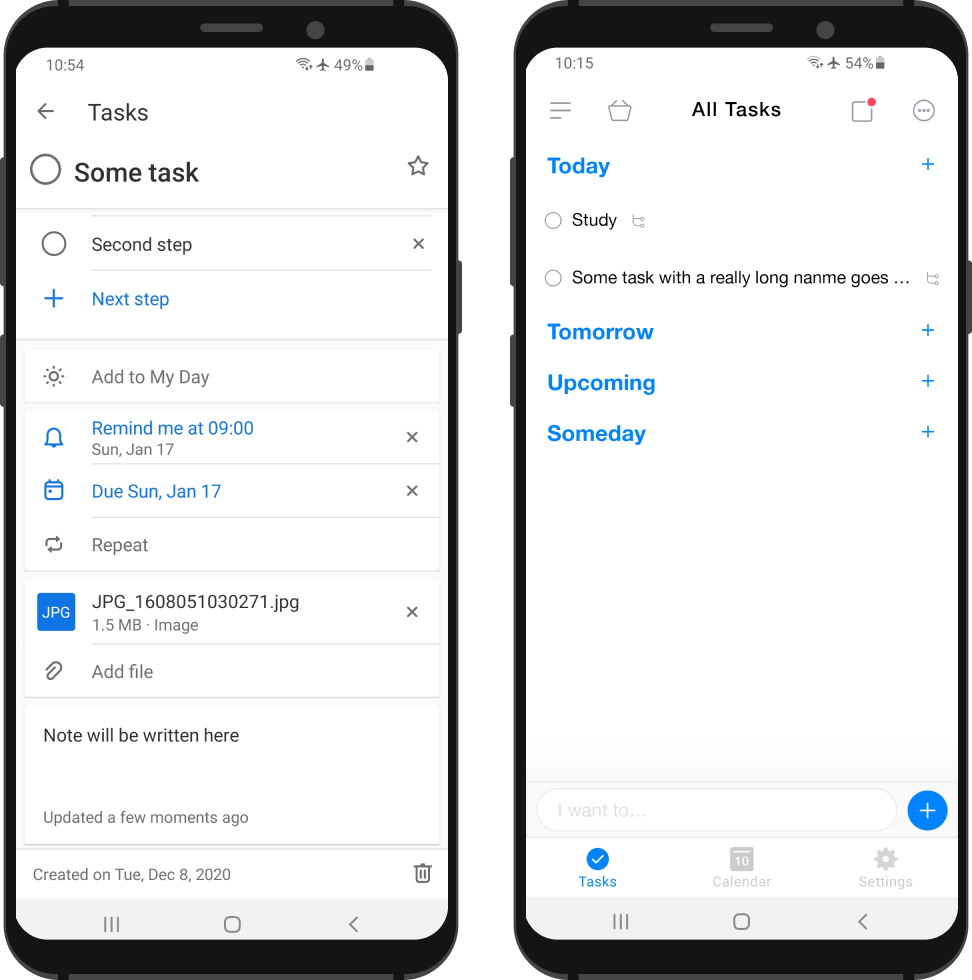 Task management apps screenshots